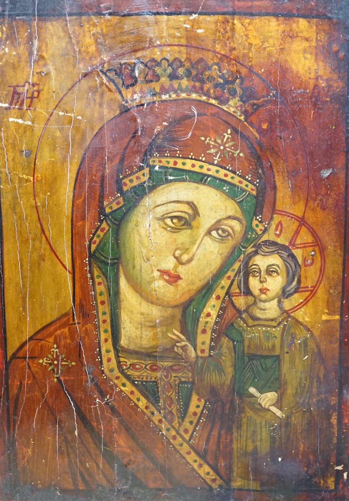 Eastern European School, tempera on wooden panel, Icon, 40 x 28cm, unframed